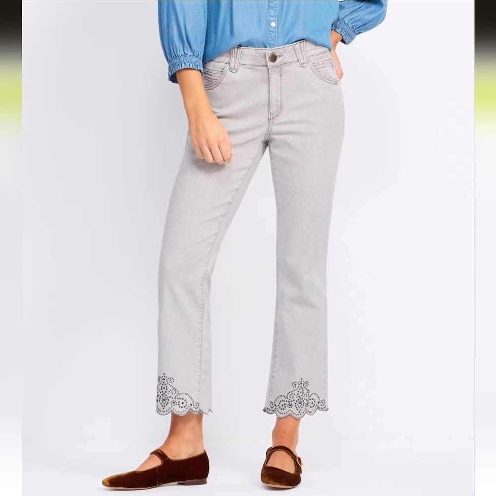 Democracy 27/17.5” Ab Solution HR Cropped Itty Bitty Flare Jean W/ Stud Hem- 10
